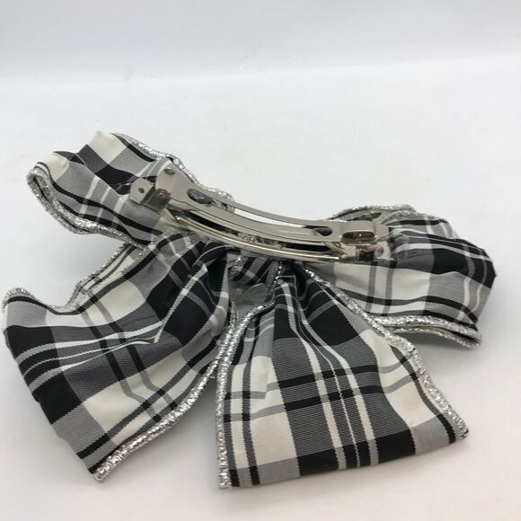 Bow Hair Barrette Watch Plaid Black White Hair Accessory main image 5
